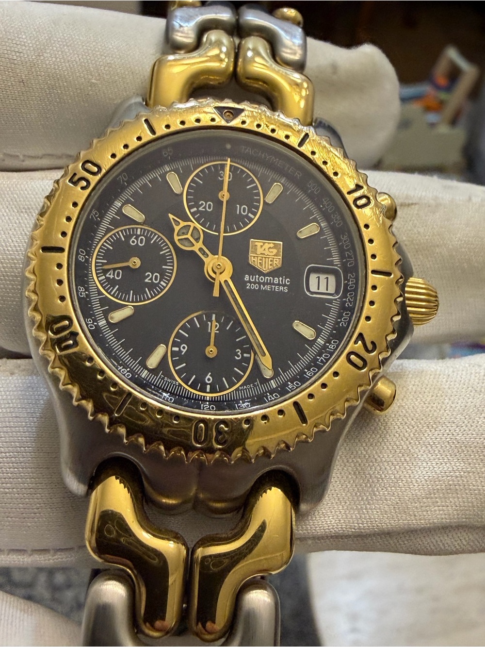 TAG Heuer S/el Automatic Chronograph CG2121-R0 Two-Tone Black Dial 39mm Men's - Picture 10 of 16